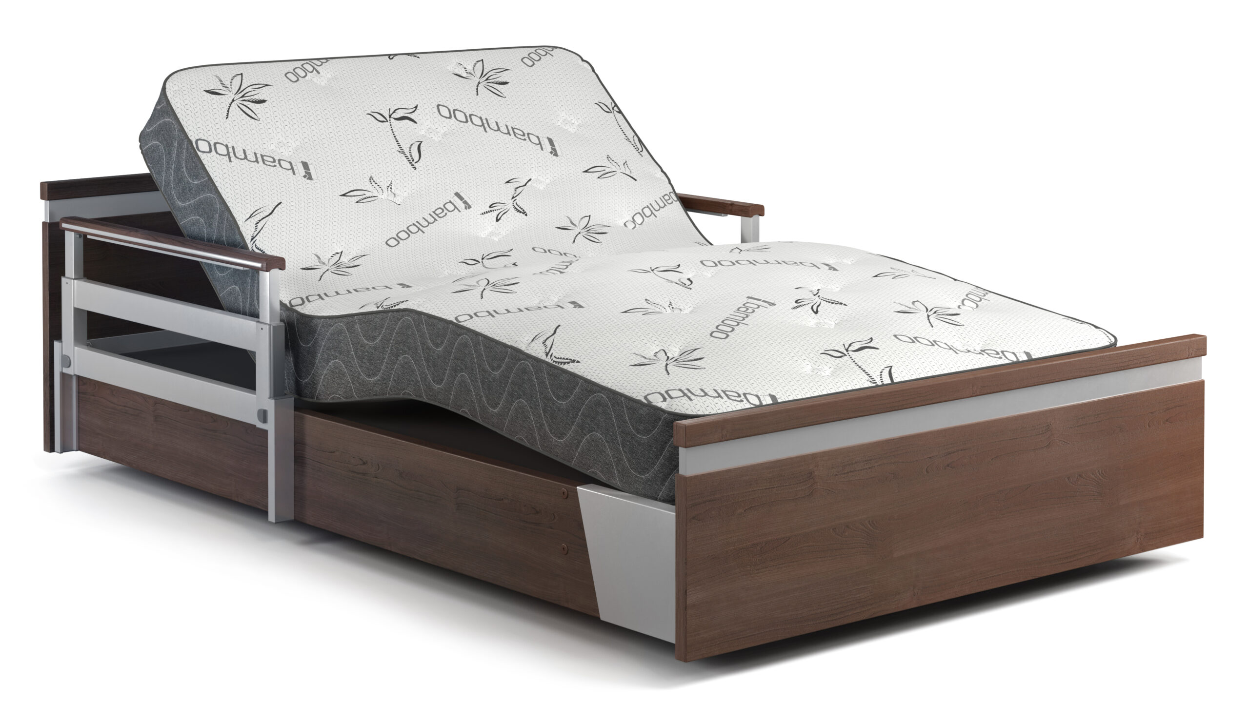 Aura Premium 48-inch bed with espresso woodgrain headboard, footboard, and side panels