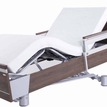 a hospital bed with a mattress on top of it. a hospital bed with a mattress on top of it.