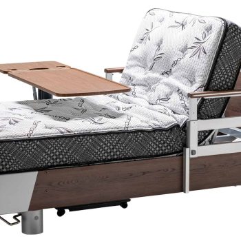 a bed with a wooden frame and a mattress on it. a bed with a wooden frame and a mattress on it.