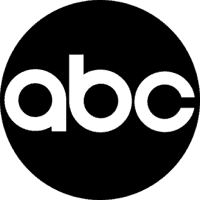 the abc logo is shown on a black background.