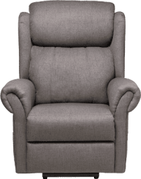 A grey recliner chair with a footrest.