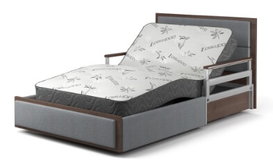 A bed with a mattress on top of it.