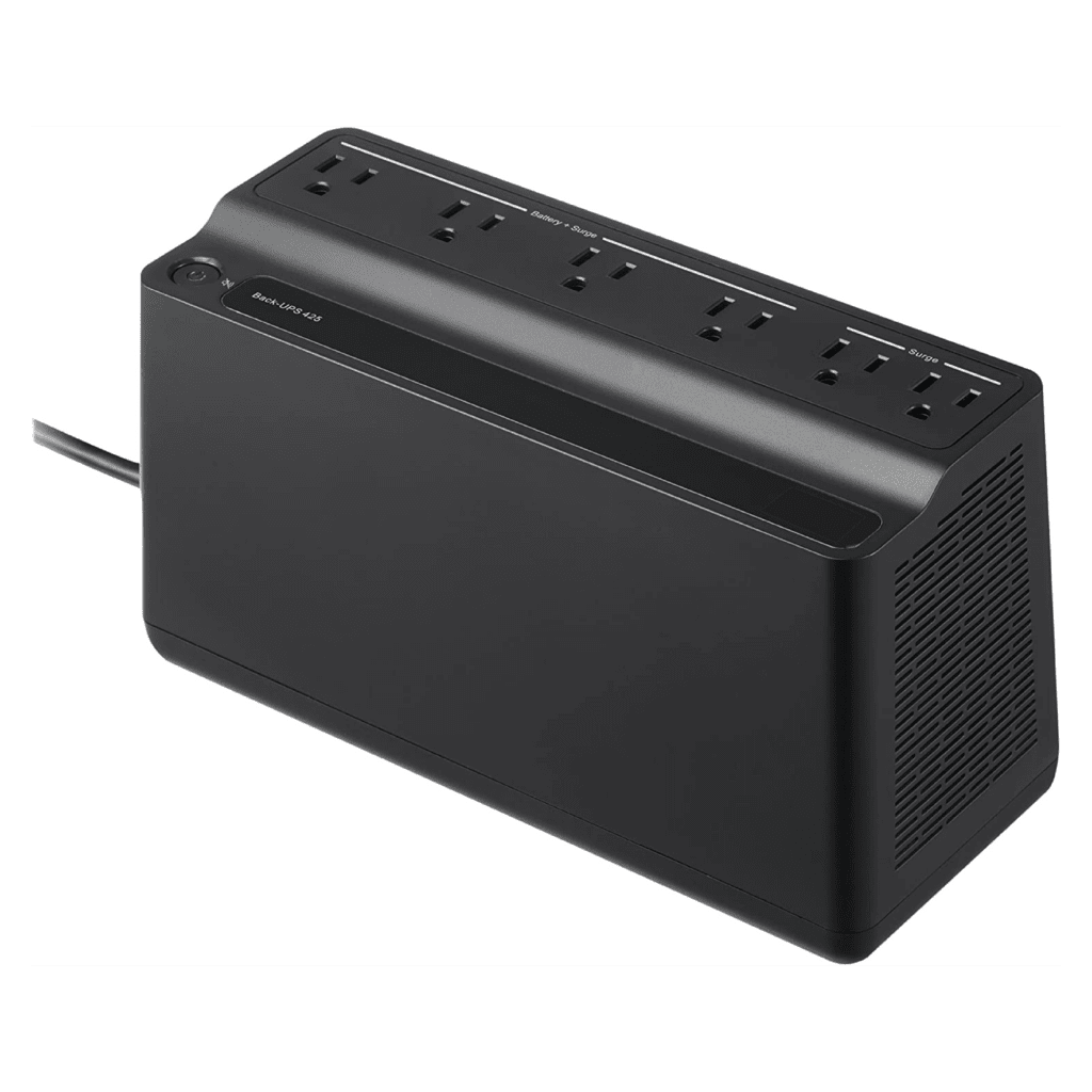 Black Elementor uninterruptible power supply (UPS) with multiple outlets.